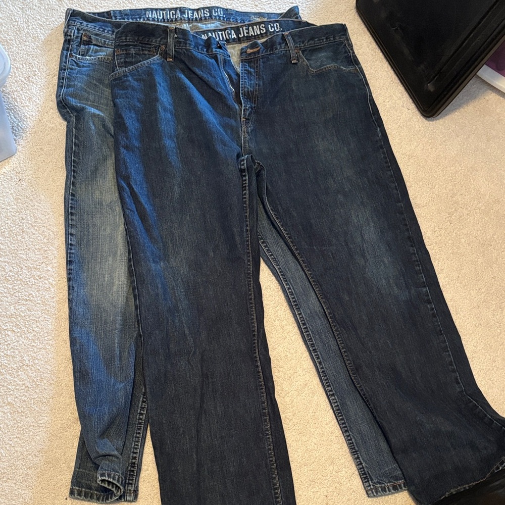 Nautica Men’s Relaxed Fit Denim Blue Jeans. 2 pair with purchase. - Picture 2 of 4